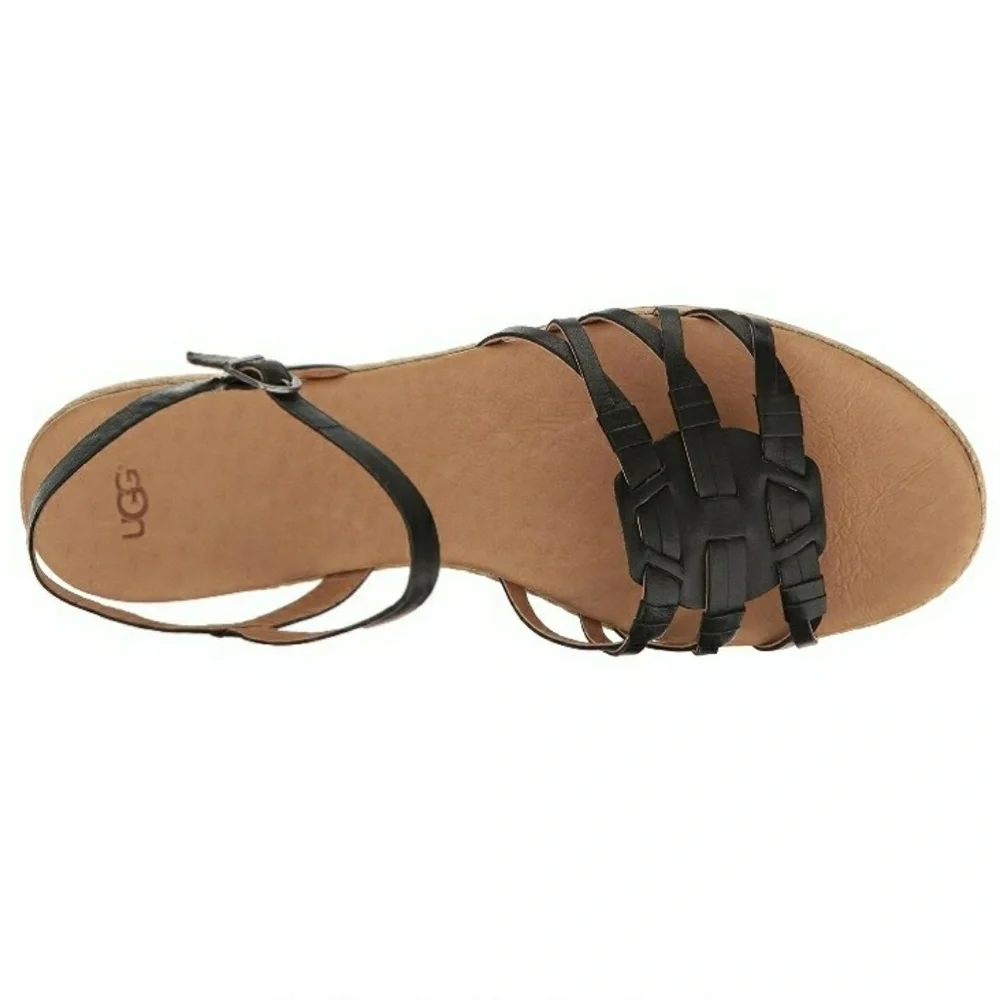 UGG Black Leather Strappy Ankle Sandals Size 11: GOOD CONDITION - Picture 2 of 8